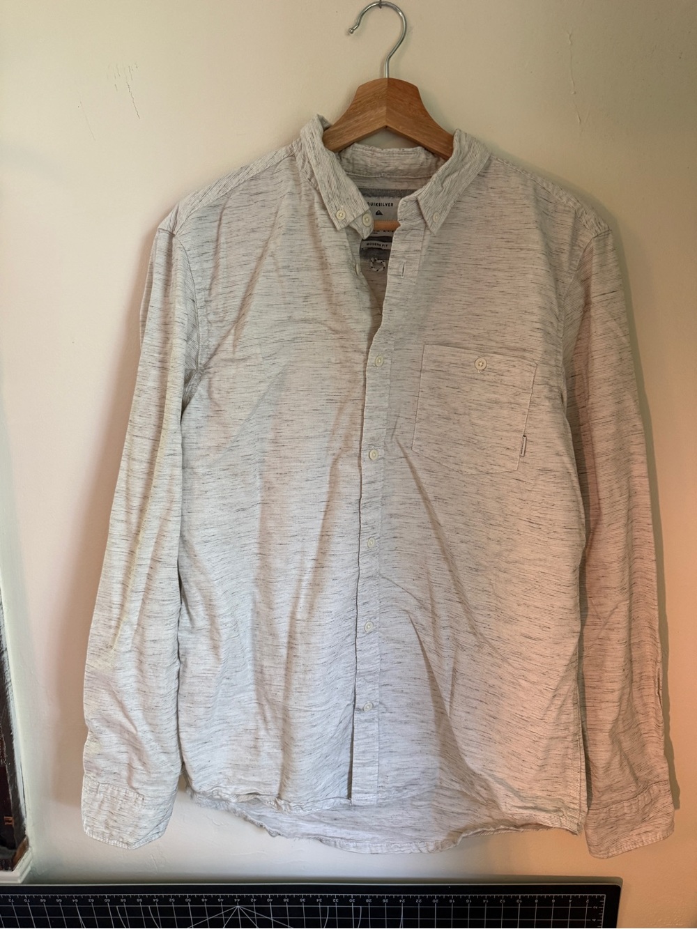 Quiksilver Men's Light Heather Button-Up Shirt Jacket - Off-White
